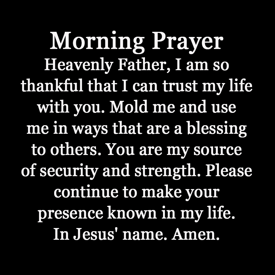 Heavenly Father, I am so thankful that I can trust my life with you.