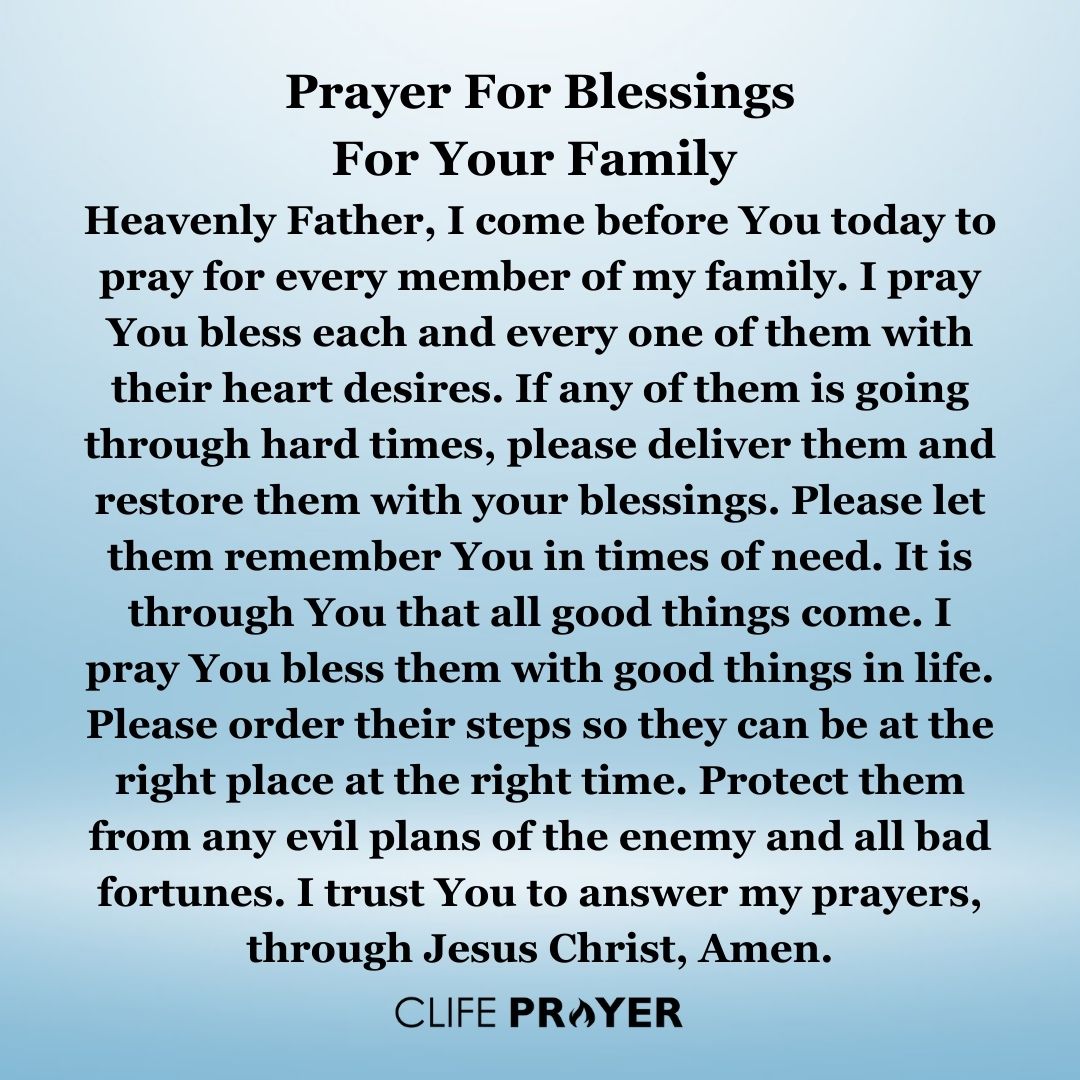 Prayer For Blessings For Your Family