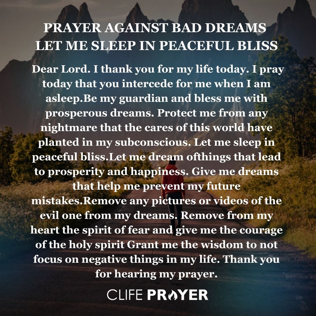 PRAYER AGAINST BAD DREAMS LET ME SLEEP IN PEACEFUL BLISS